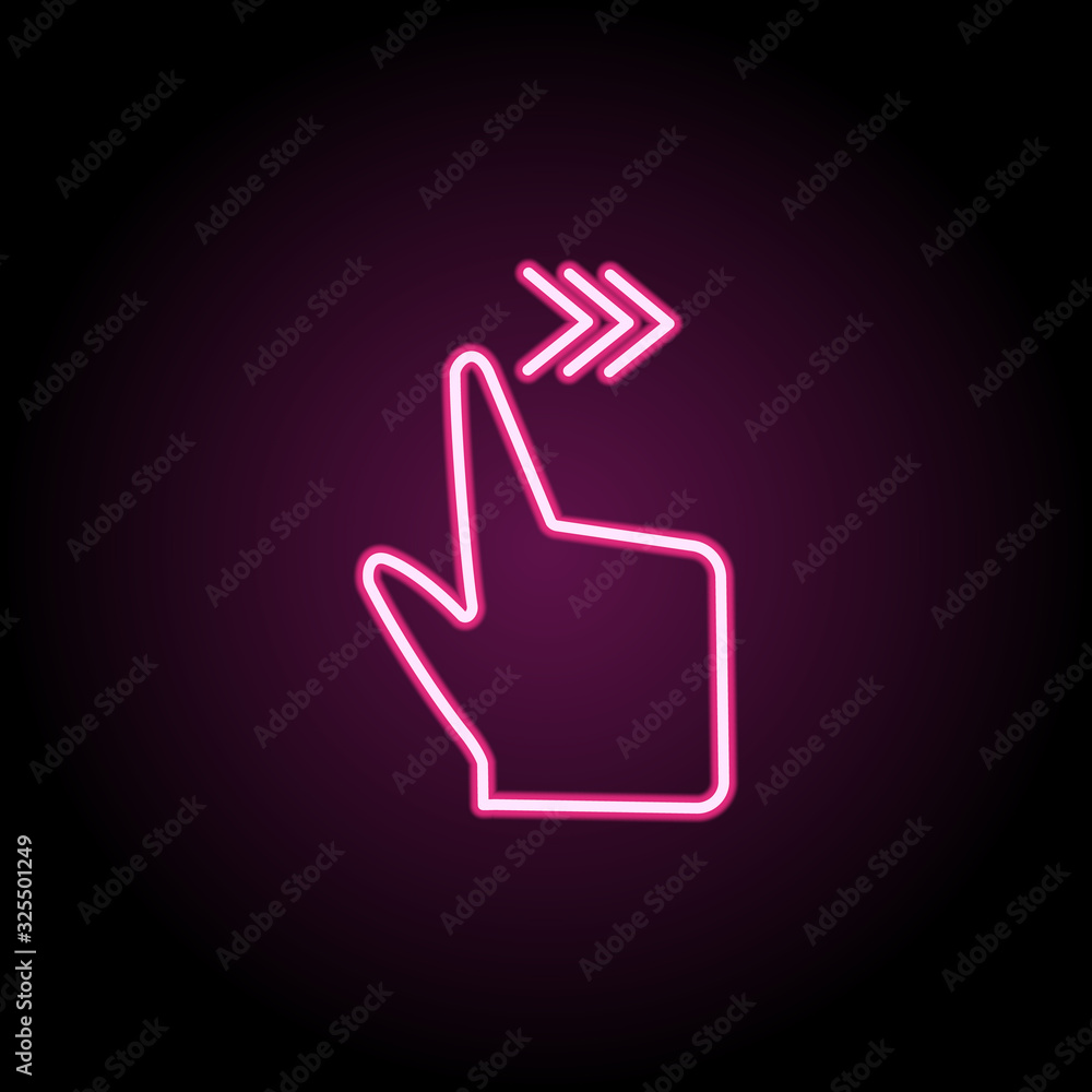 Poster screen, finger, swipe neon icon. simple thin line, outline vector of touch gesture icons for ui and 