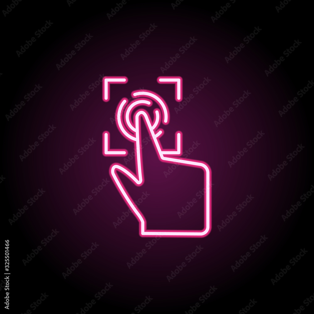 Poster finger, push, touch neon icon. simple thin line, outline vector of touch gesture icons for ui and ux
