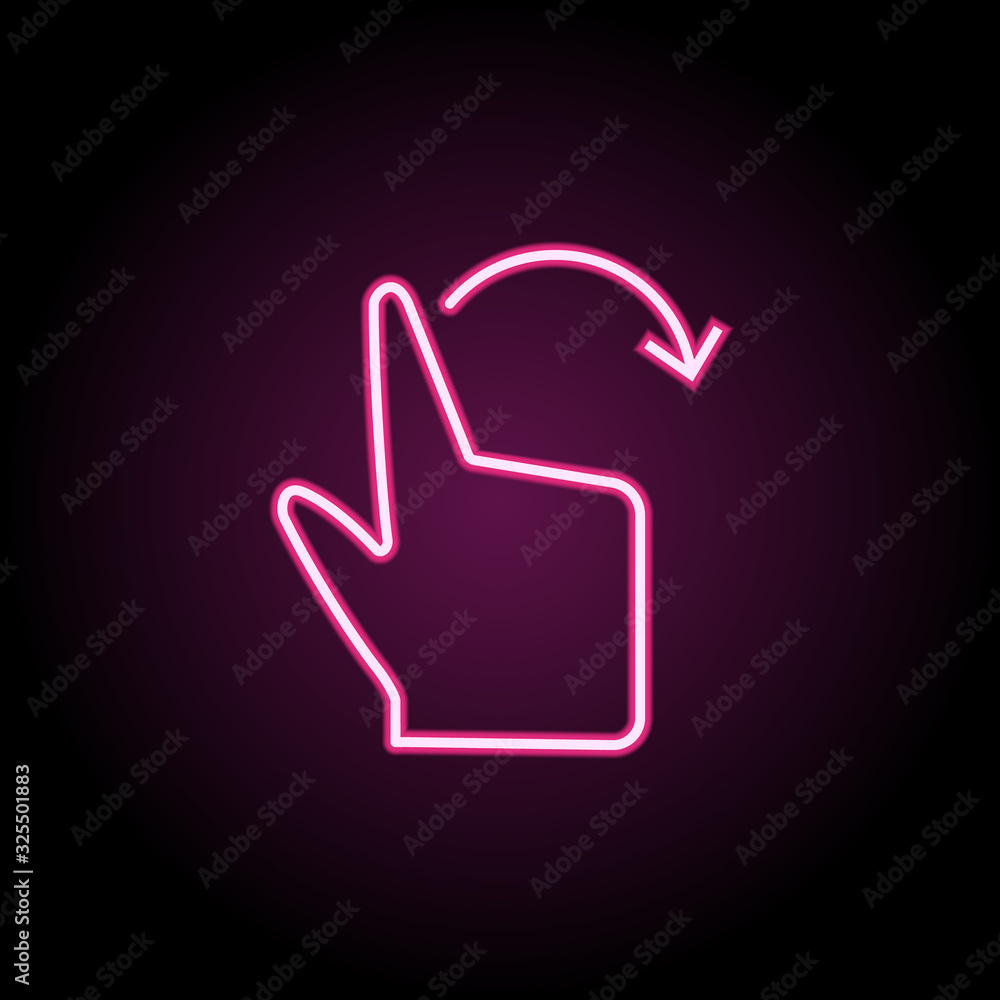Poster rotate, hand, touch, finger neon icon. simple thin line, outline vector of touch gesture icons for u