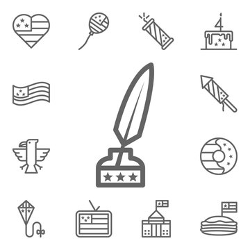 Feather, ink, USA icon. 4th of July icons universal set for web and mobile