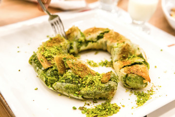 turkey traditional katmer dessert with ice cream