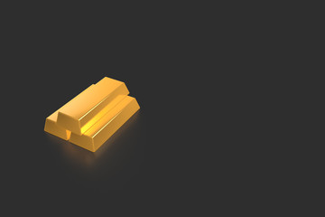 3D Rendering Gold Bar Bullion on Black