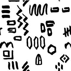 Abstract hand drawn seamless pattern. Ink mark.