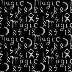 Scandinavian watercolor seamless pattern on black background for textile or print design.