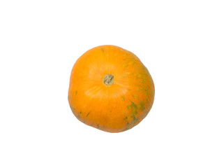 Pumpkin on a white background, isolate. Autumn vegetable for dinner. Natural vitamins for a healthy lifestyle.