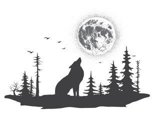 lonely wolf howling at the moon