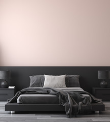 Minimalist modern bedroom interior background, 3D render