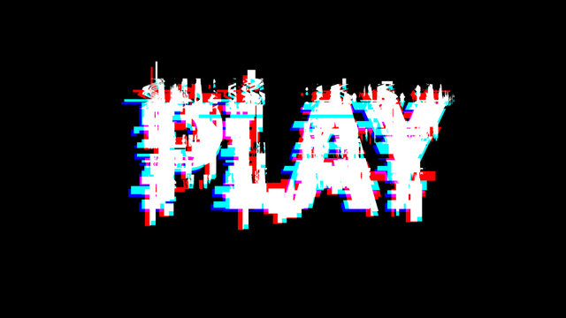 Screen glitch VHS effect. Glitch font. 80's and 90's style. Element of design. No signal. 4K.