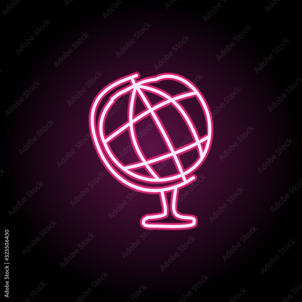Poster globe sketch neon icon. simple thin line, outline vector of education icons for ui and ux, website o