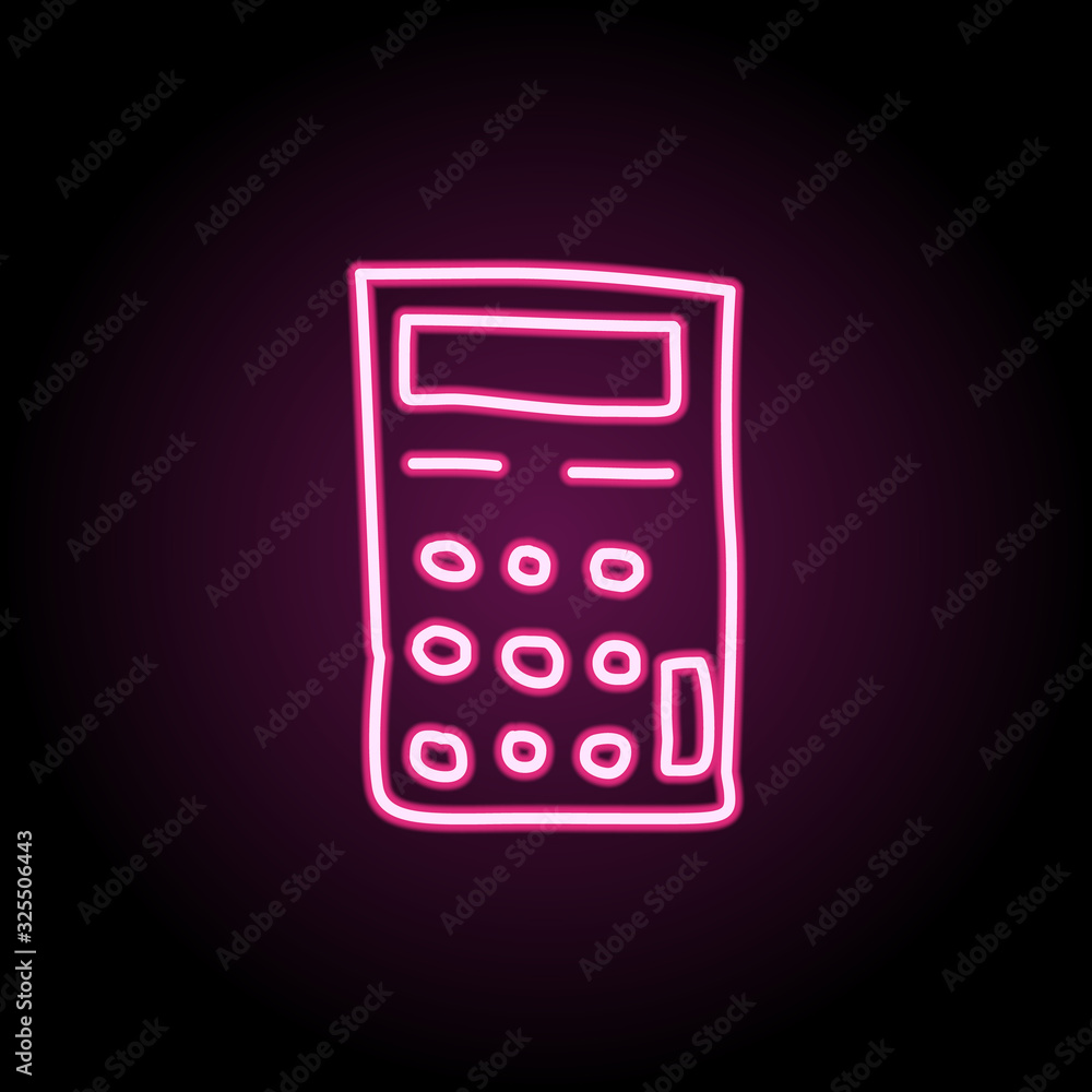 Poster calculator sketch neon icon. simple thin line, outline vector of education icons for ui and ux, webs