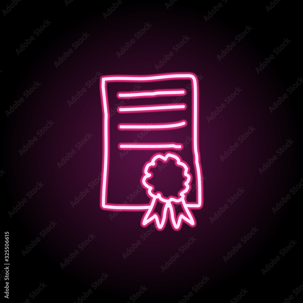 Poster certificate sketch neon icon. simple thin line, outline vector of education icons for ui and ux, web
