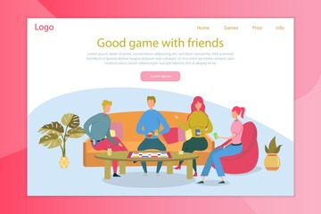 Board Game Playing Vector Landing Page Template