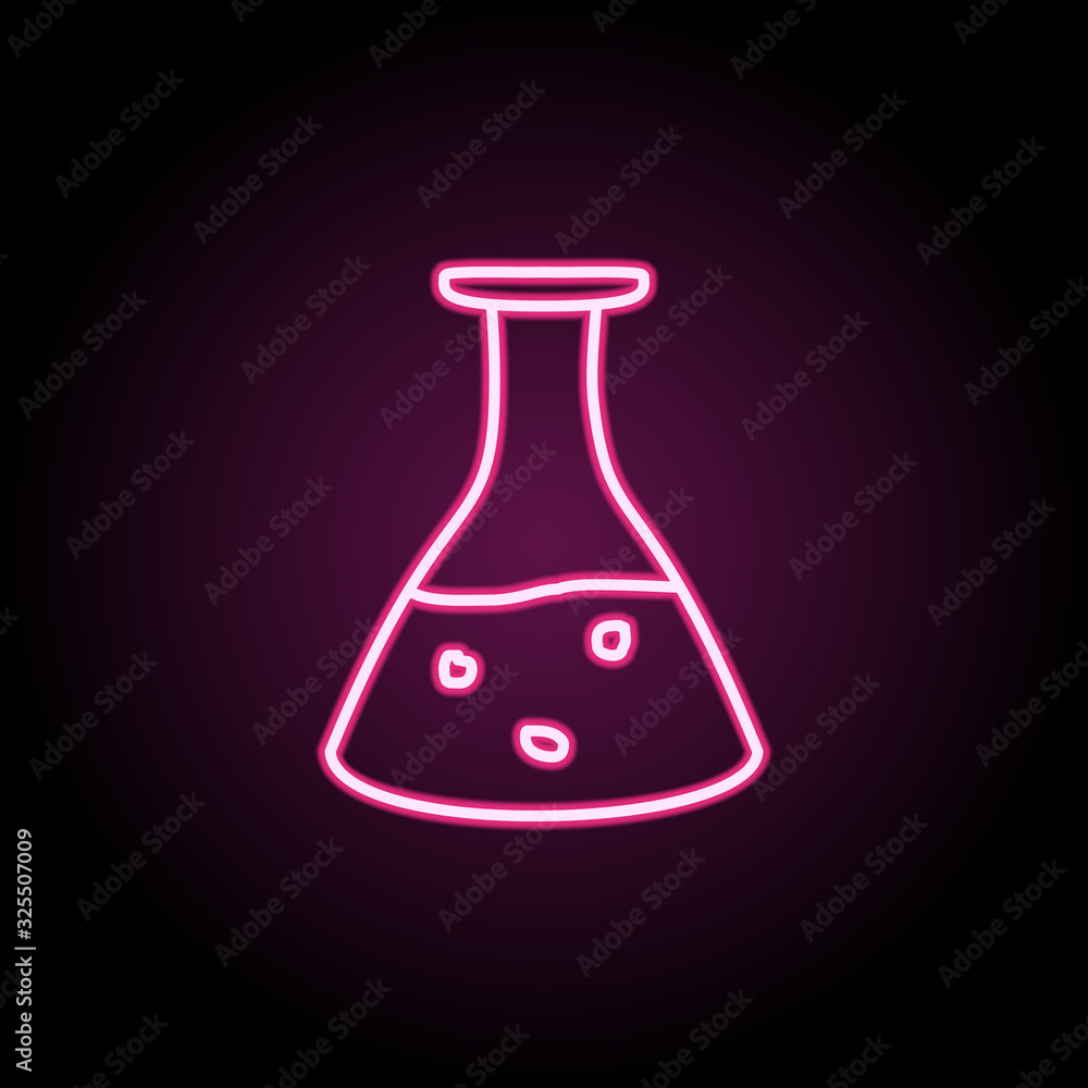 Poster flask with liquid sketch neon icon. simple thin line, outline vector of education icons for ui and u