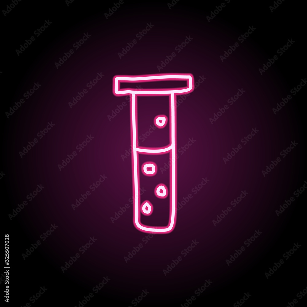 Poster vial with liquid sketch neon icon. simple thin line, outline vector of education icons for ui and ux