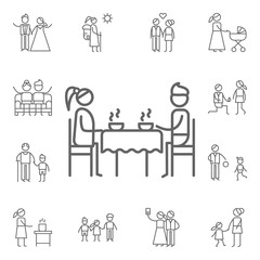 Dinner, parents icon. Family life icons universal set for web and mobile