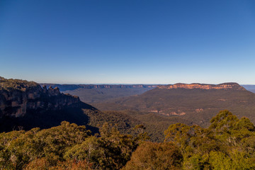 Looking out at three sisters and the blue mountains on clear winters morning