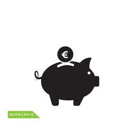 Piggy bank icon vector logo design template