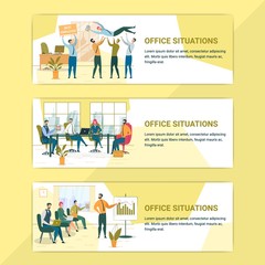 Business Events Flat Web Banners Templates Set