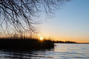 Bj&ouml;rn&ouml; landscape sunset silhouette with trees