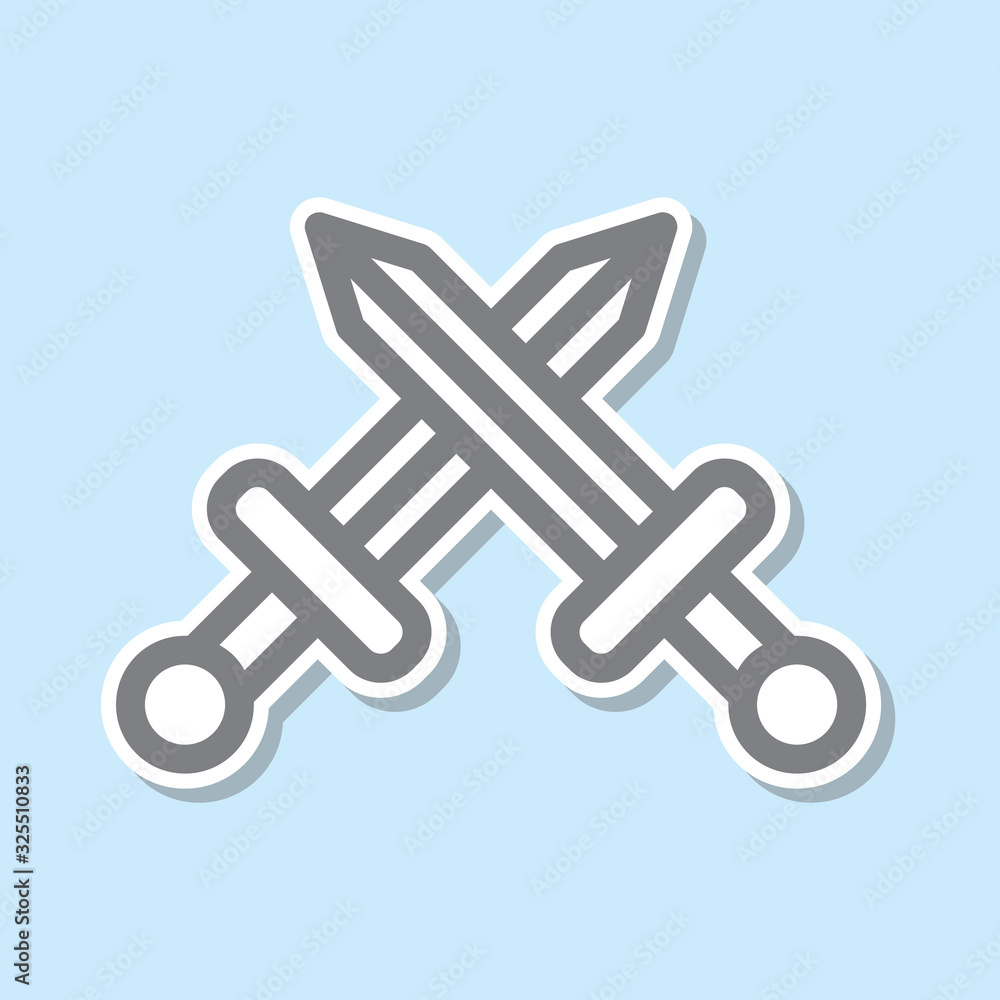 Poster swords sticker icon. simple thin line, outline vector of mythology icons for ui and ux, website or m