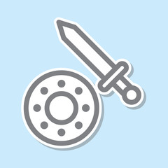 Sword, sew sticker icon. Simple thin line, outline vector of mythology icons for ui and ux, website or mobile application
