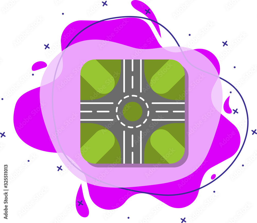 Poster road circle colored icon. simple color vector of road signs and junctions icons for ui and ux, websi