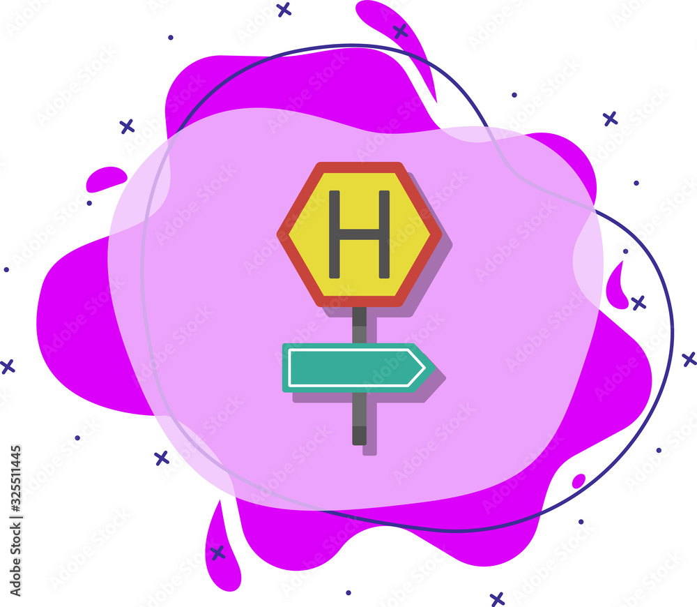 Poster hospital ahead colored icon. simple color vector of road signs and junctions icons for ui and ux, we