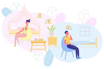 Obraz premium Couple Chatting on Phone, Vector Illustration.