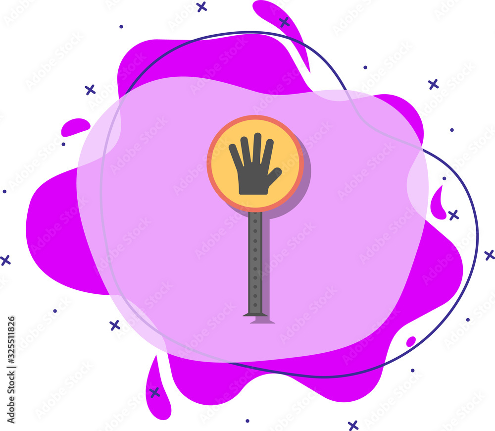 Poster hand stop colored icon. simple color vector of road signs and junctions icons for ui and ux, website