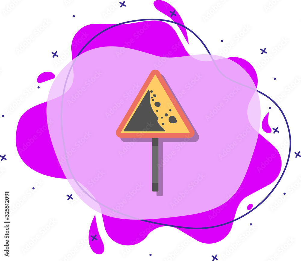 Poster falling rocks colored icon. simple color vector of road signs and junctions icons for ui and ux, web