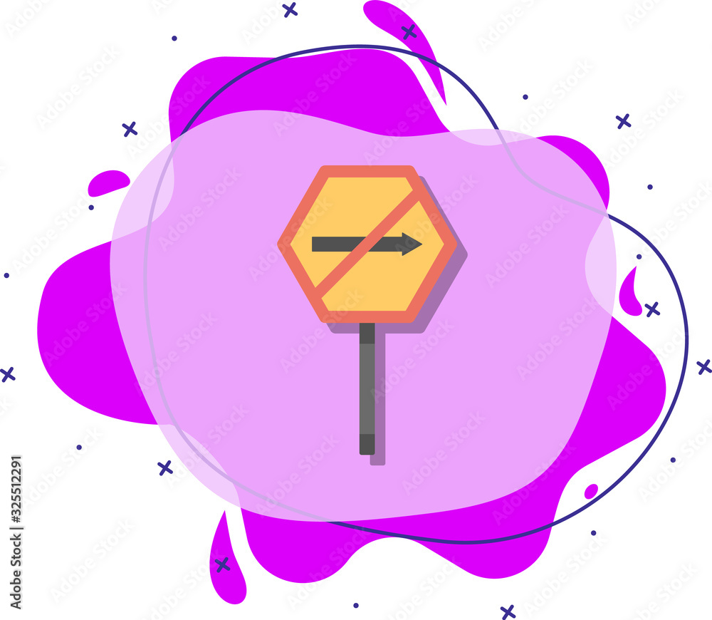 Poster no right colored icon. simple color vector of road signs and junctions icons for ui and ux, website 