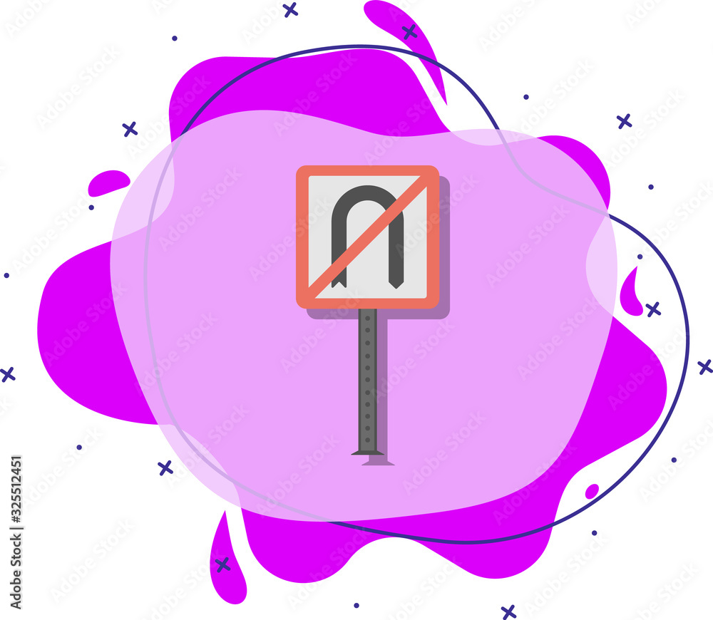 Poster no u turn colored icon. simple color vector of road signs and junctions icons for ui and ux, website