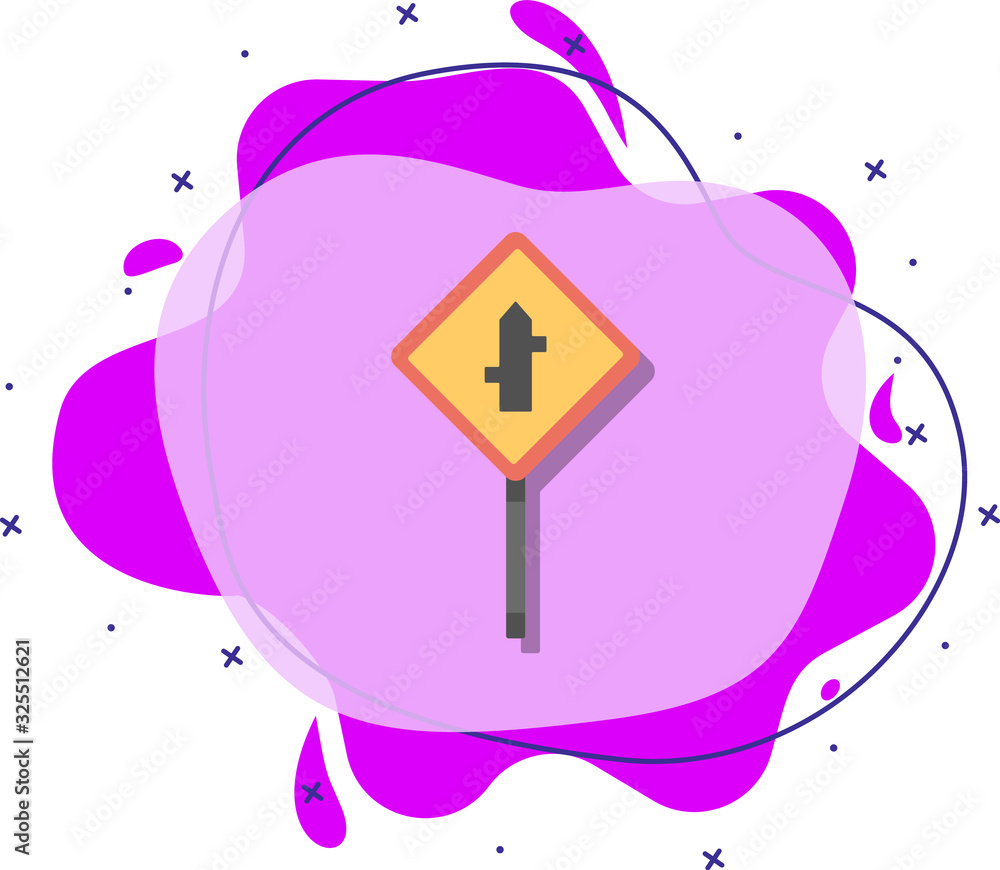Poster crossroad junction colored icon. simple color vector of road signs and junctions icons for ui and ux