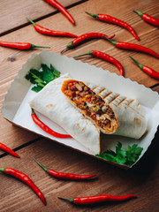 Mexican burrito doner kebab shawarma with chili pepper