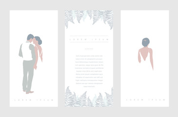 wedding template for brochure, card, invitation  with bride and groom