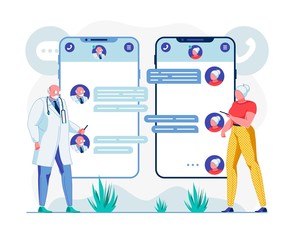 Doctor and Patient Telehealth Chat Illustration