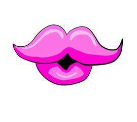 Stylized Cartoon Pink Lips