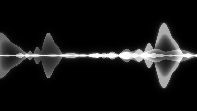 Abstract studio vibrant flowing white line of sound beat frequency on a black background