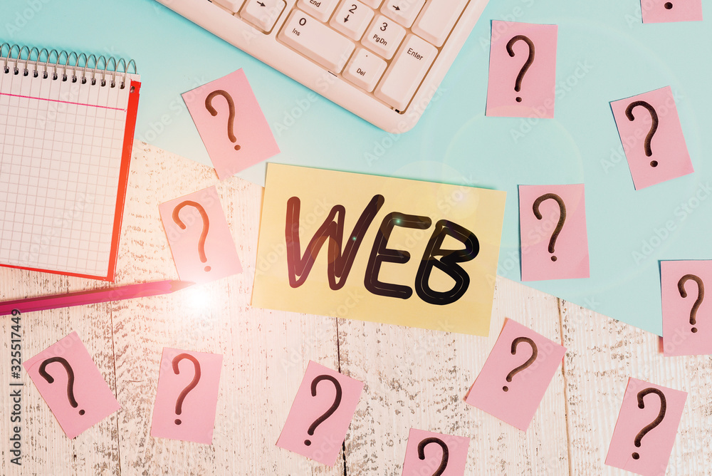 Poster conceptual hand writing showing web. concept meaning a system of internet servers that support speci