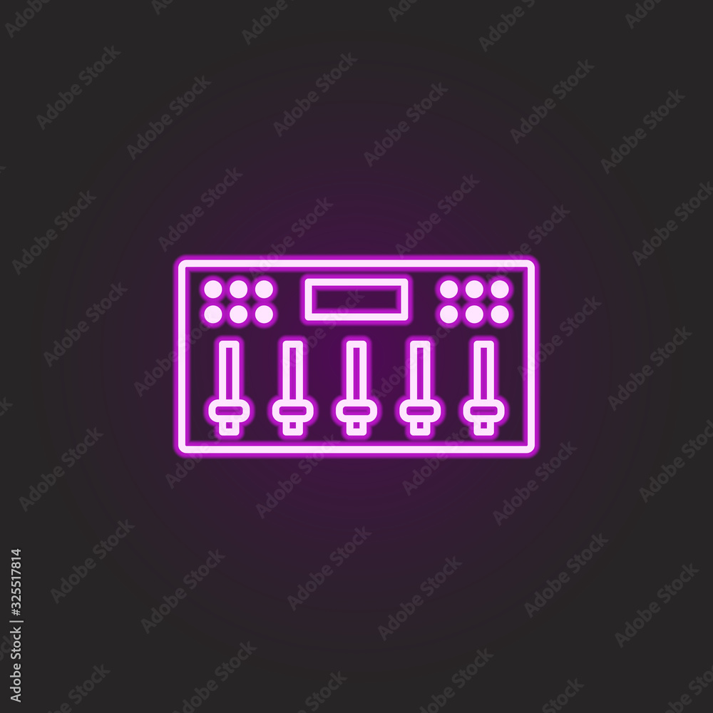 Poster rock, equalizer, sound, control neon style icon. simple thin line, outline vector of rock and roll i
