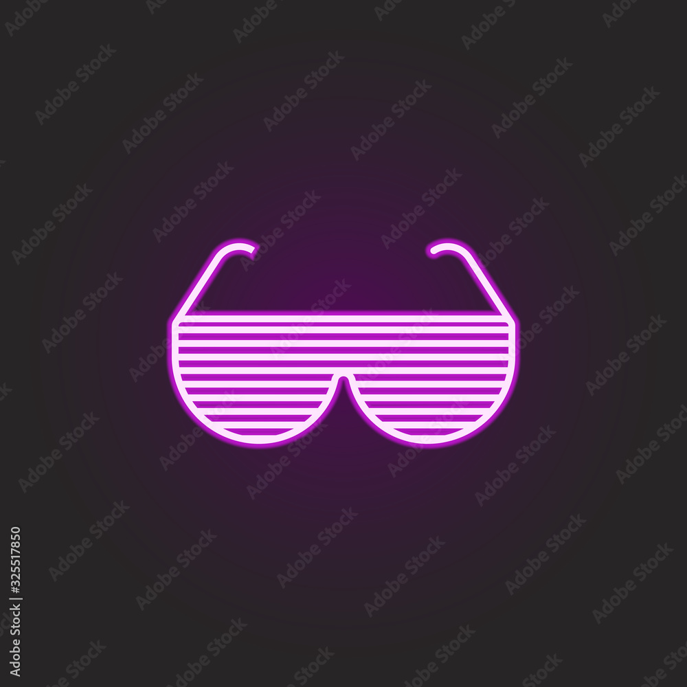 Poster rock glasses neon style icon. simple thin line, outline vector of rock and roll icons for ui and ux,