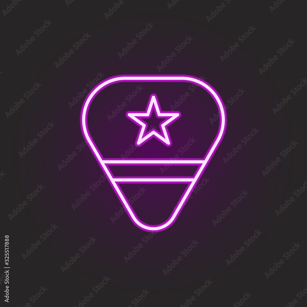 Poster rock, pick, star neon style icon. simple thin line, outline vector of rock and roll icons for ui and