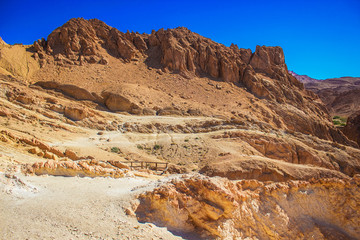 Chebika mountain oasis and beautiful Atlas mountains. The foot of the Djebel el Negueb in western Tunisia
