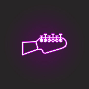 rock, guitar, fingerboard, head neon style icon. Simple thin line, outline vector of rock and roll icons for ui and ux, website or mobile application