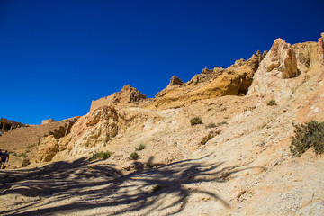 Chebika mountain oasis and beautiful Atlas mountains. The foot of the Djebel el Negueb in western Tunisia