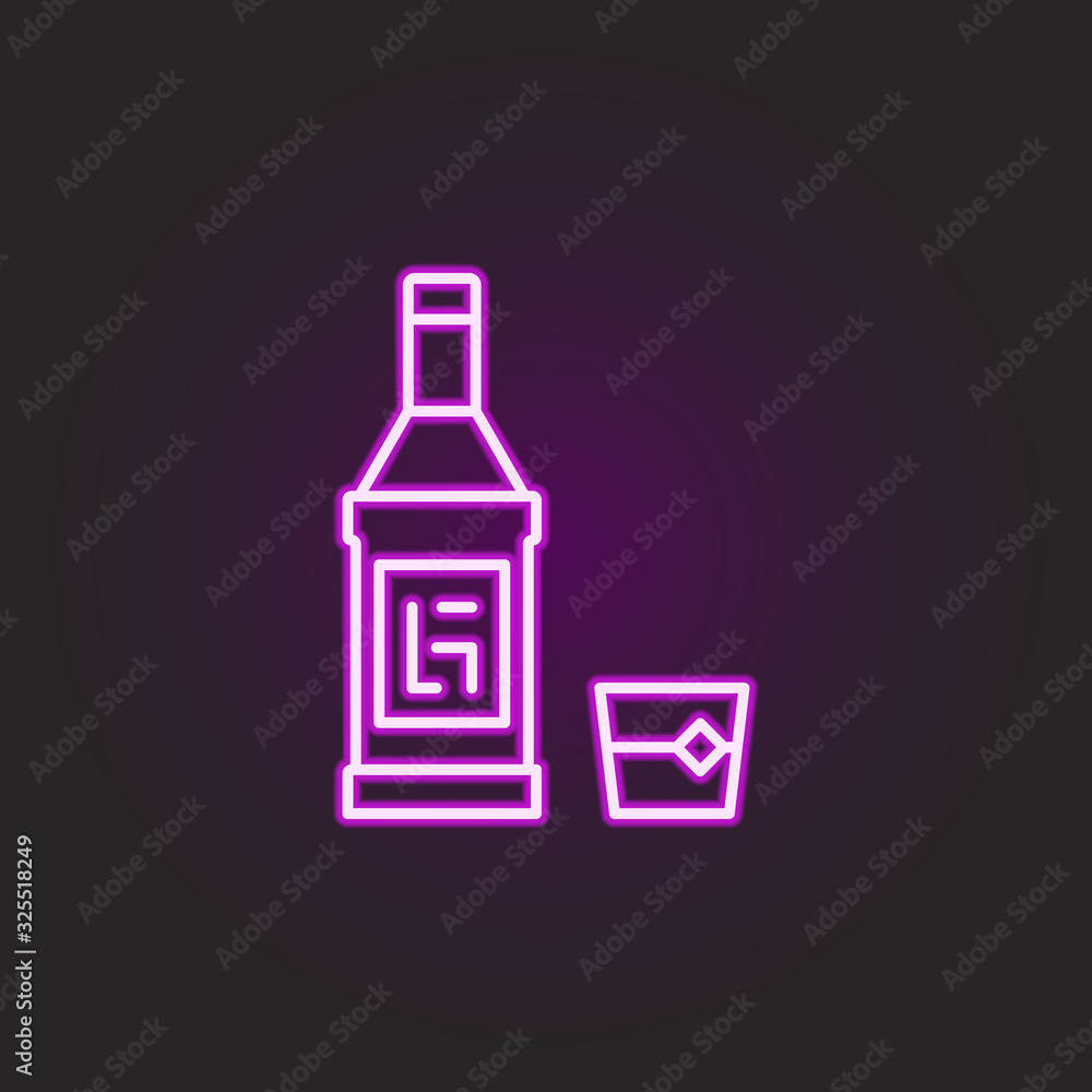 Poster rock bottle glass neon style icon. simple thin line, outline vector of rock and roll icons for ui an