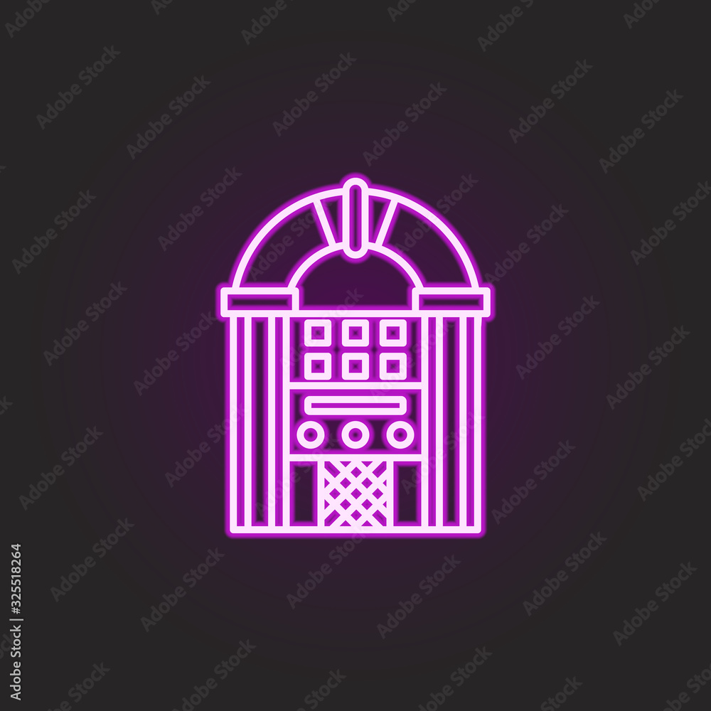 Poster rock music apparatus neon style icon. simple thin line, outline vector of rock and roll icons for ui