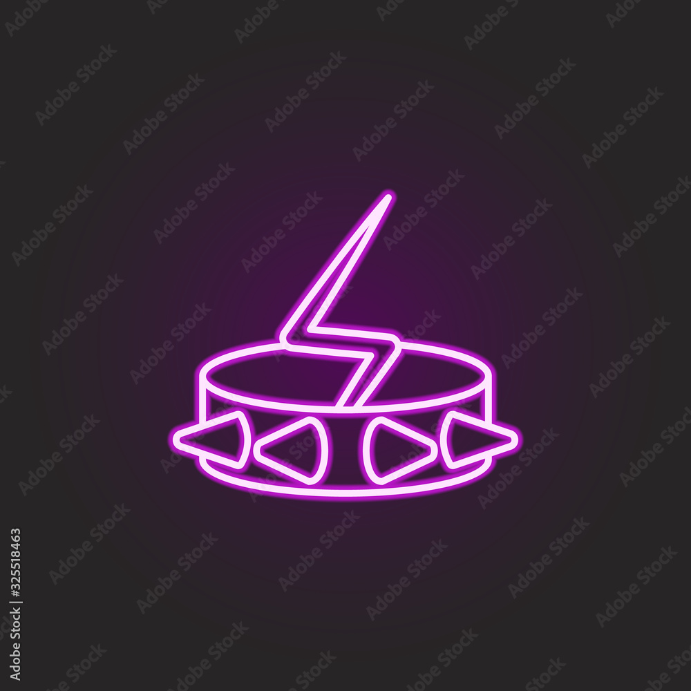 Poster rock, bracelet, lightning neon style icon. simple thin line, outline vector of rock and roll icons f