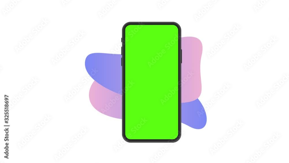 Poster 3d render of smartphone. green screen on new phone for commercial use. 4k seamless loop animation.