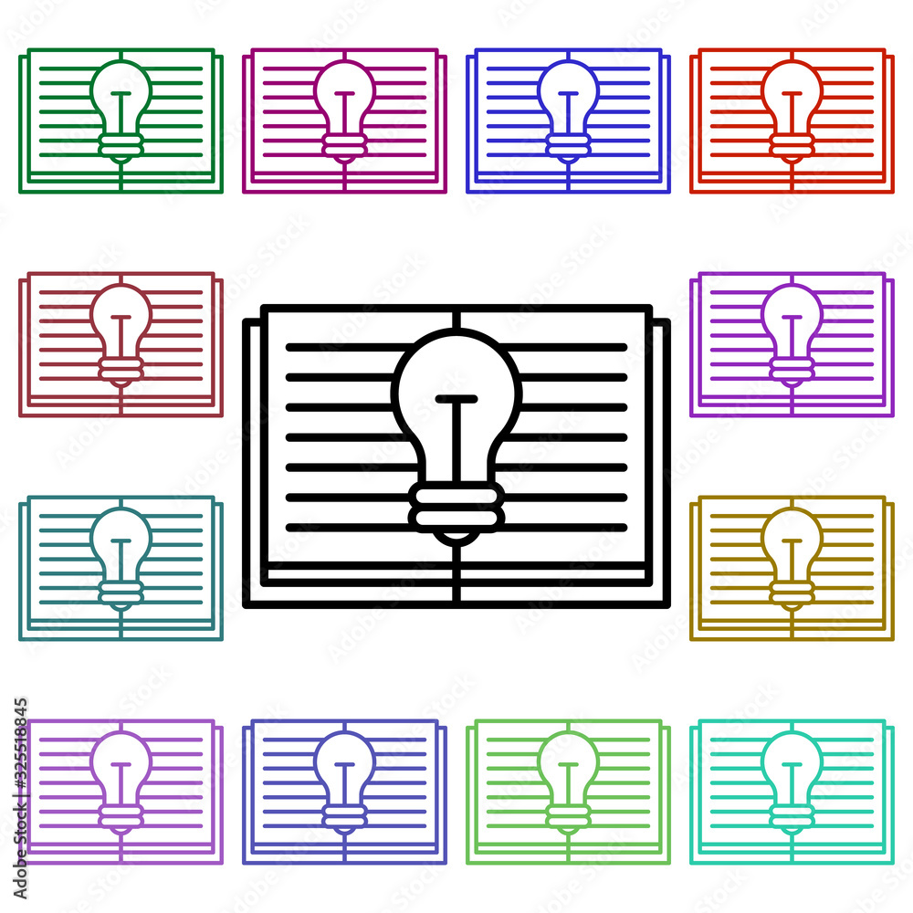 Poster bulb on a notebook multi color style icon. simple thin line, outline vector of education icons for u